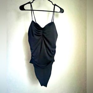Express Body Contour Compression Ruched Bodysuit with Bra Cups